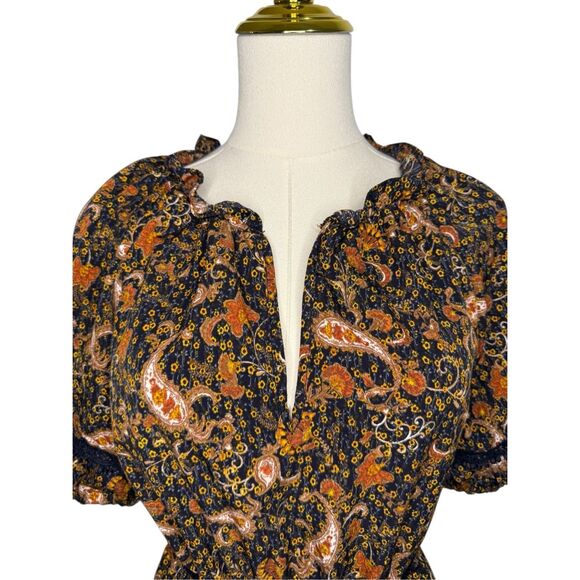 SOLD🚫 Anthropologie By the River Women’s Small Floral Puff Sleeve Midi Dress - Picture 7 of 13